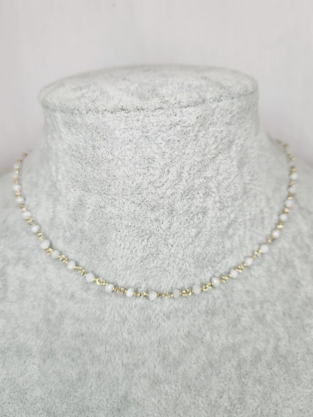 18k Gold Vermeil Moonstone Choker Necklace 16